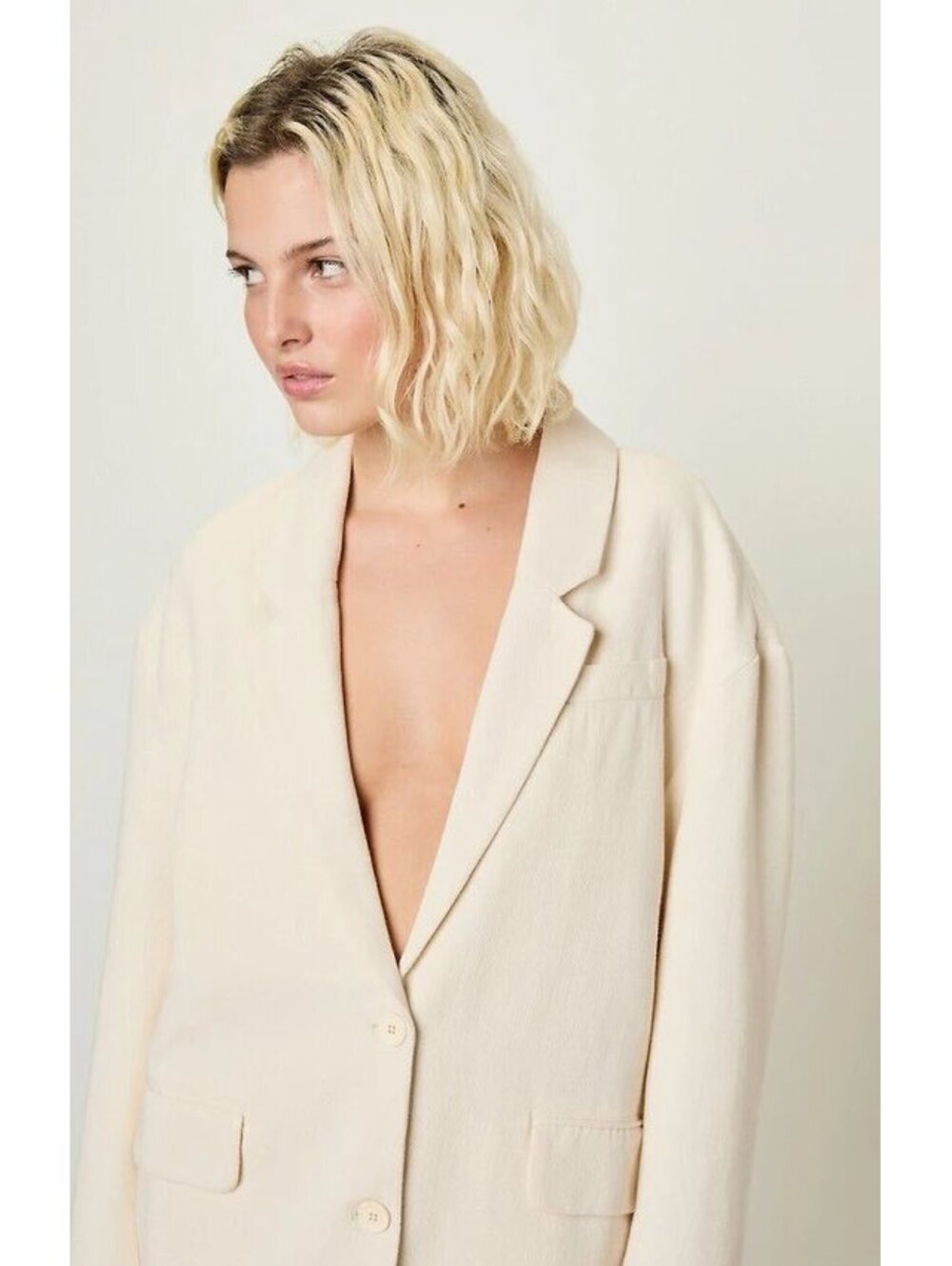 American Vintage Cream Cotton Blazer Jacket Double Button XS/S